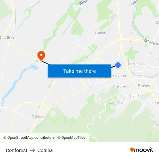 Conforest to Codlea map
