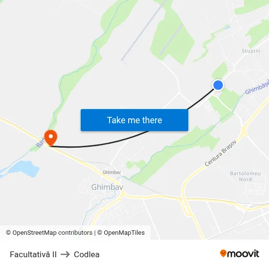 Facultativă II to Codlea map