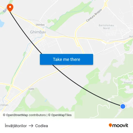 Învățătorilor to Codlea map
