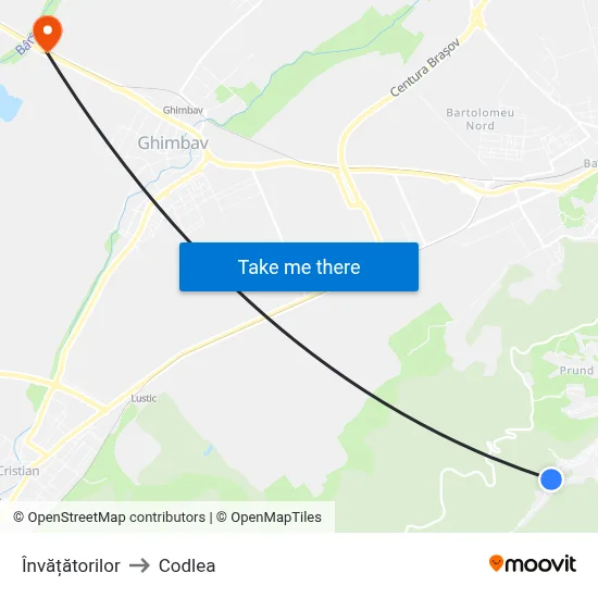 Învățătorilor to Codlea map