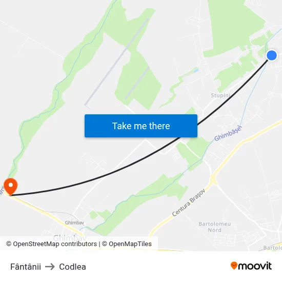 Fântânii to Codlea map