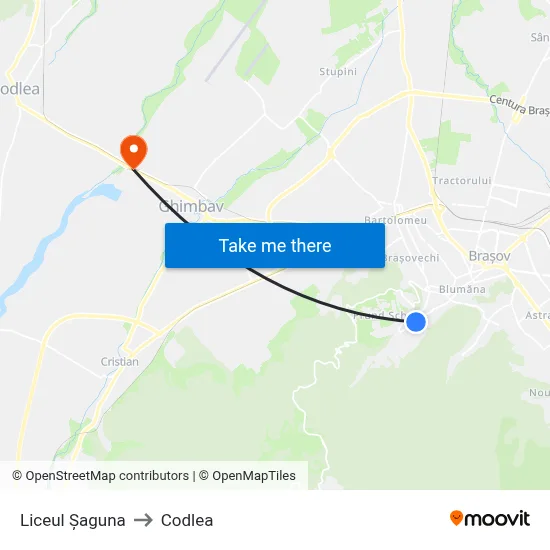 Liceul Șaguna to Codlea map