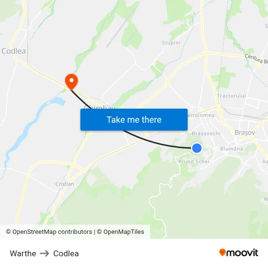 Warthe to Codlea map