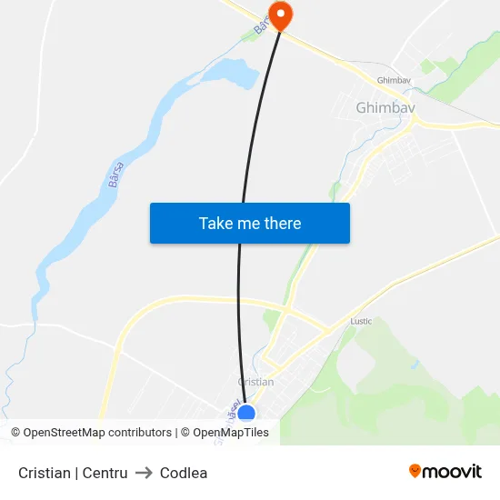 Cristian | Centru to Codlea map