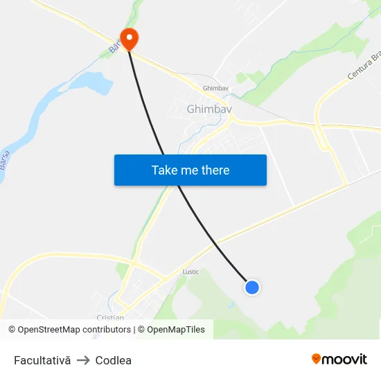 Facultativă to Codlea map