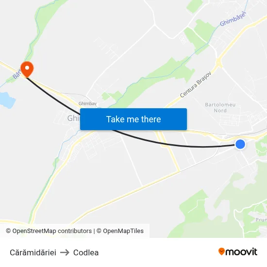 Cărămidăriei to Codlea map