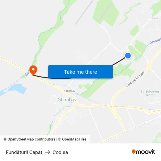 Fundăturii Capăt to Codlea map