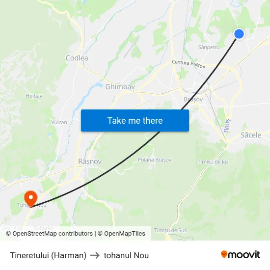 Tineretului (Harman) to tohanul Nou map