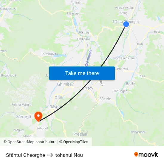 Sfântul Gheorghe to tohanul Nou map