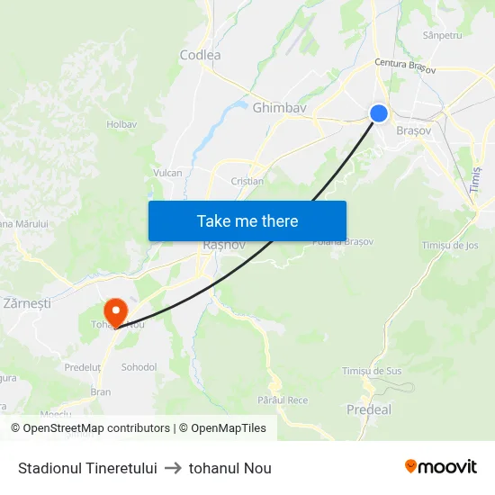 Stadionul Tineretului to tohanul Nou map