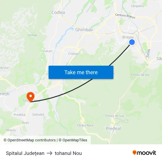 Spitalul Județean to tohanul Nou map