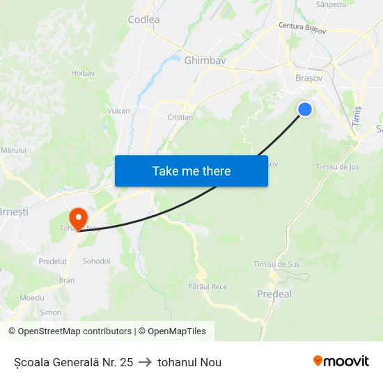 Școala Generală Nr. 25 to tohanul Nou map