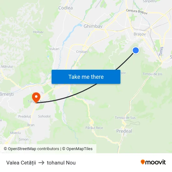 Valea Cetății to tohanul Nou map