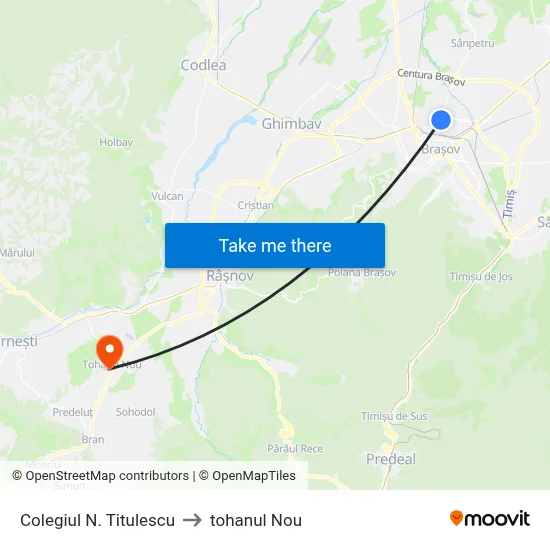 Colegiul N. Titulescu to tohanul Nou map