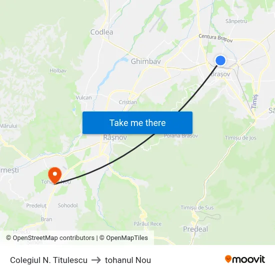 Colegiul N. Titulescu to tohanul Nou map