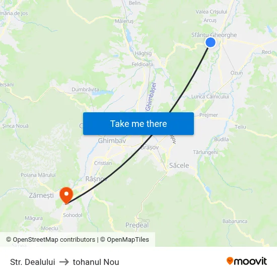 Str. Dealului to tohanul Nou map