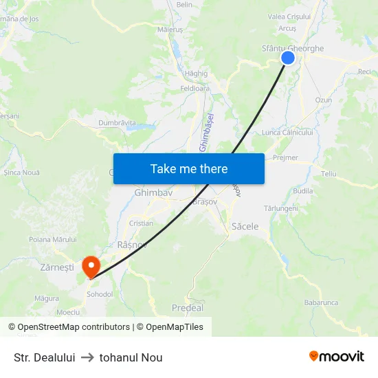 Str. Dealului to tohanul Nou map