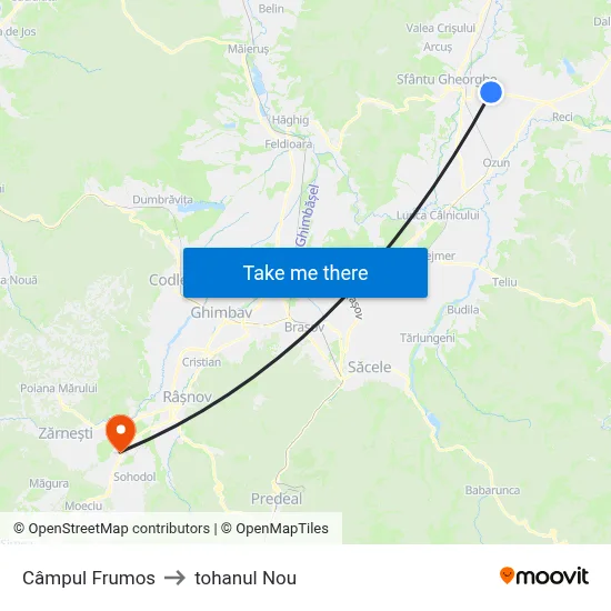 Câmpul Frumos to tohanul Nou map