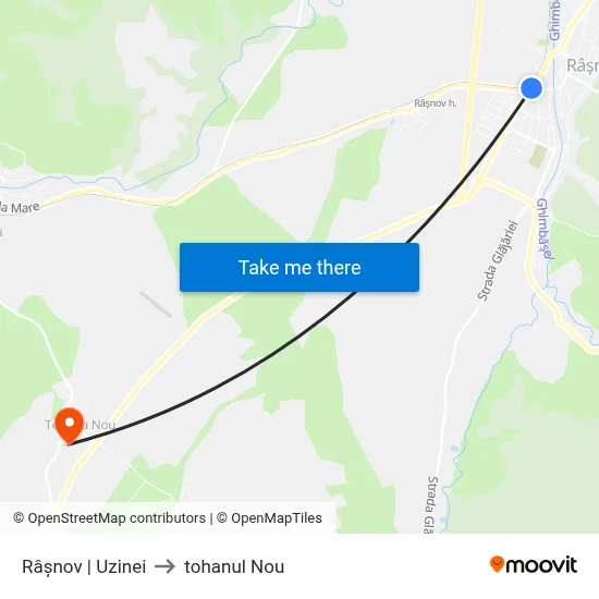 Râșnov | Uzinei to tohanul Nou map