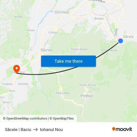 Săcele | Baciu to tohanul Nou map