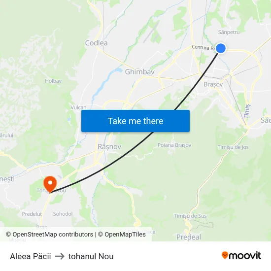 Aleea Păcii to tohanul Nou map