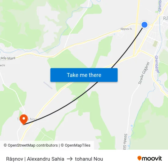Râșnov | Alexandru Sahia to tohanul Nou map