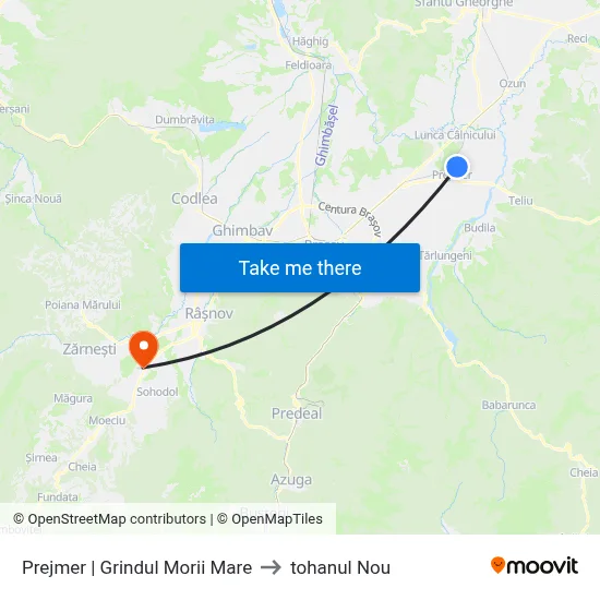 Prejmer | Grindul Morii Mare to tohanul Nou map