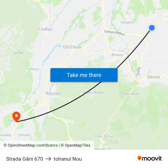 Strada Gării 670 to tohanul Nou map