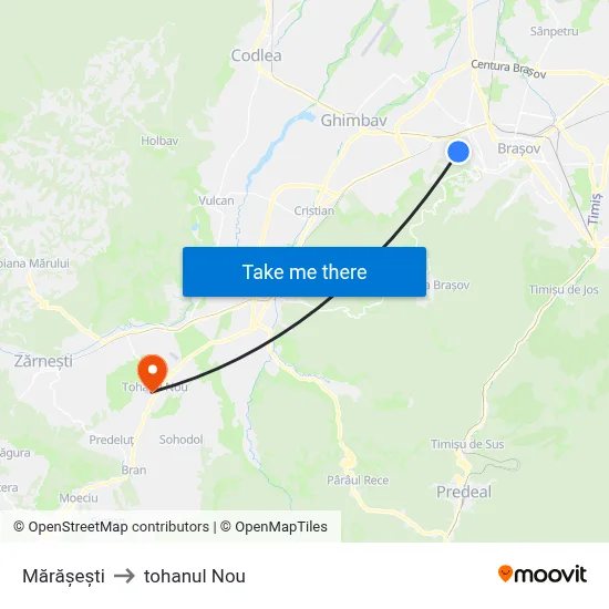 Mărășești to tohanul Nou map