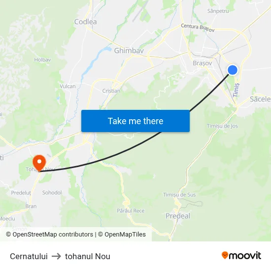 Cernatului to tohanul Nou map