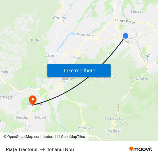 Piața Tractorul to tohanul Nou map