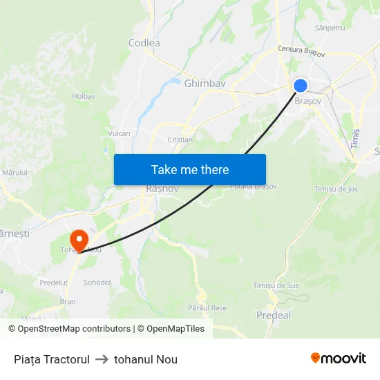 Piața Tractorul to tohanul Nou map