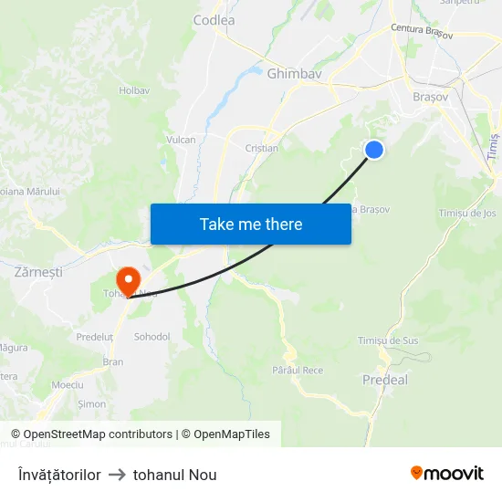 Învățătorilor to tohanul Nou map
