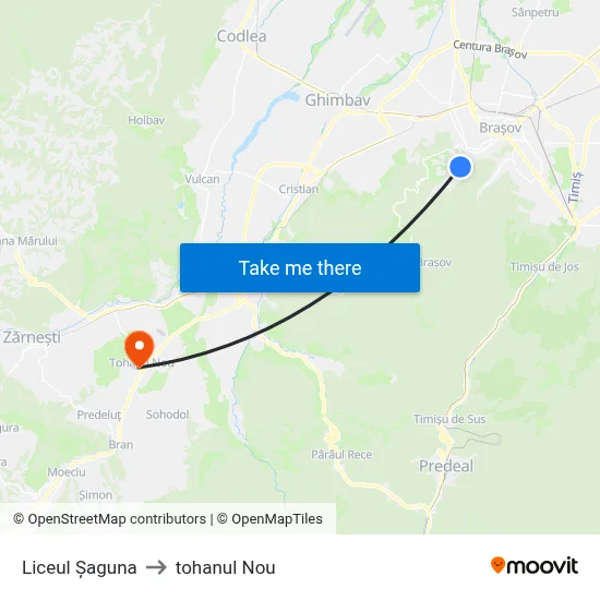 Liceul Șaguna to tohanul Nou map