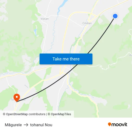 Măgurele to tohanul Nou map