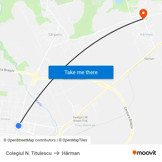 Colegiul N. Titulescu to Hărman map