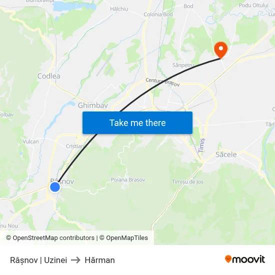 Râșnov | Uzinei to Hărman map