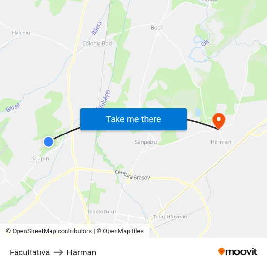 Facultativă to Hărman map