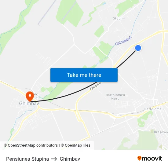 Pensiunea Stupina to Ghimbav map