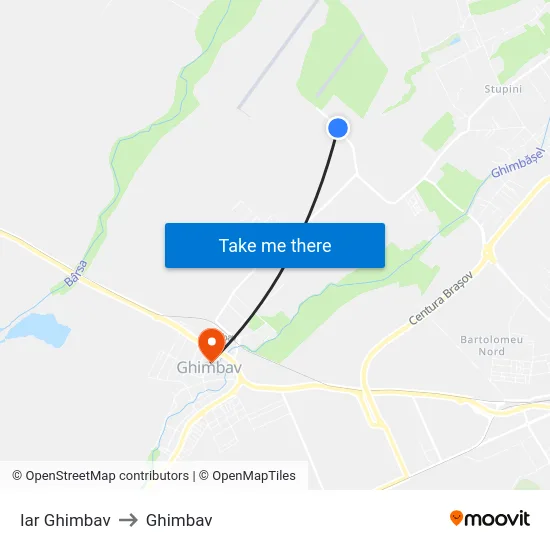 Iar Ghimbav to Ghimbav map