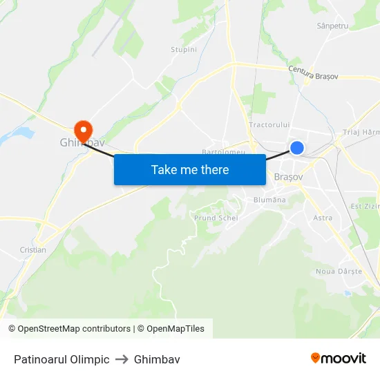 Patinoarul Olimpic to Ghimbav map