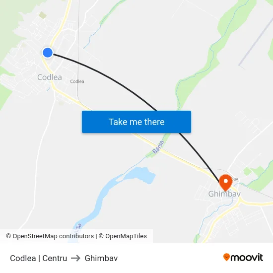 Codlea | Centru to Ghimbav map