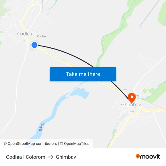 Codlea | Colorom to Ghimbav map