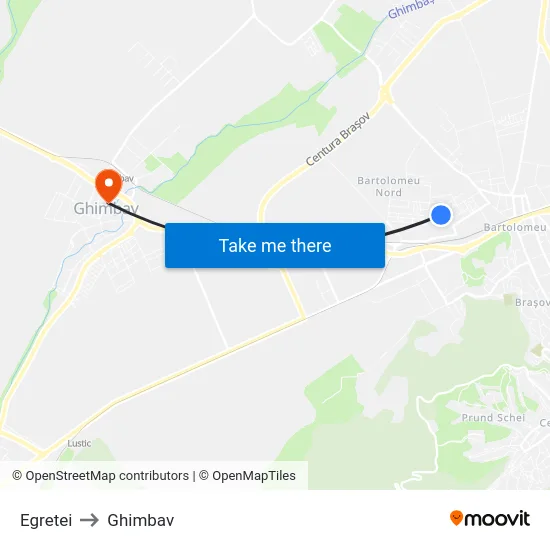 Egretei to Ghimbav map