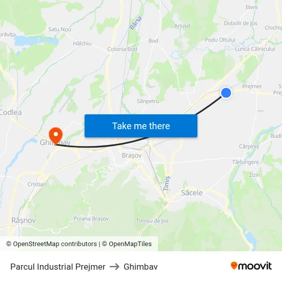 Parcul Industrial Prejmer to Ghimbav map