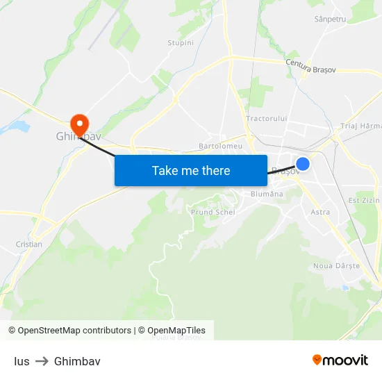 Ius to Ghimbav map