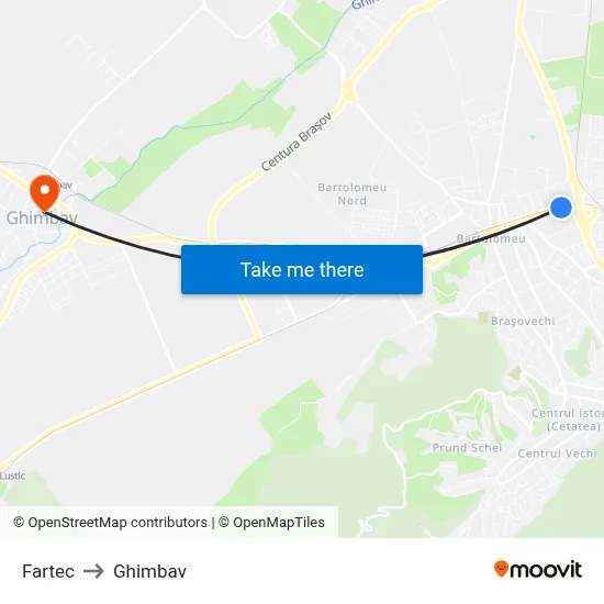Fartec to Ghimbav map