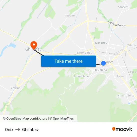 Onix to Ghimbav map