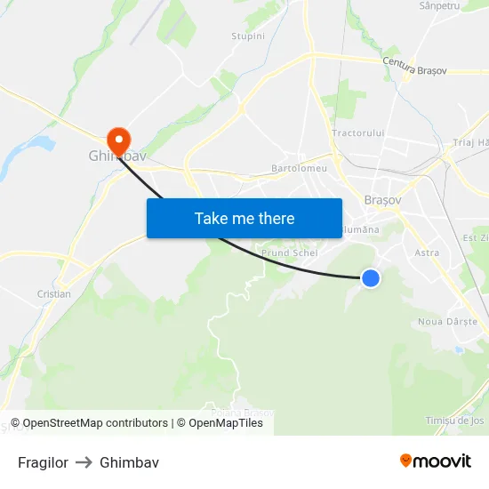 Fragilor to Ghimbav map