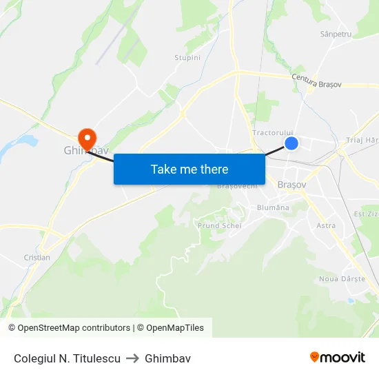 Colegiul N. Titulescu to Ghimbav map